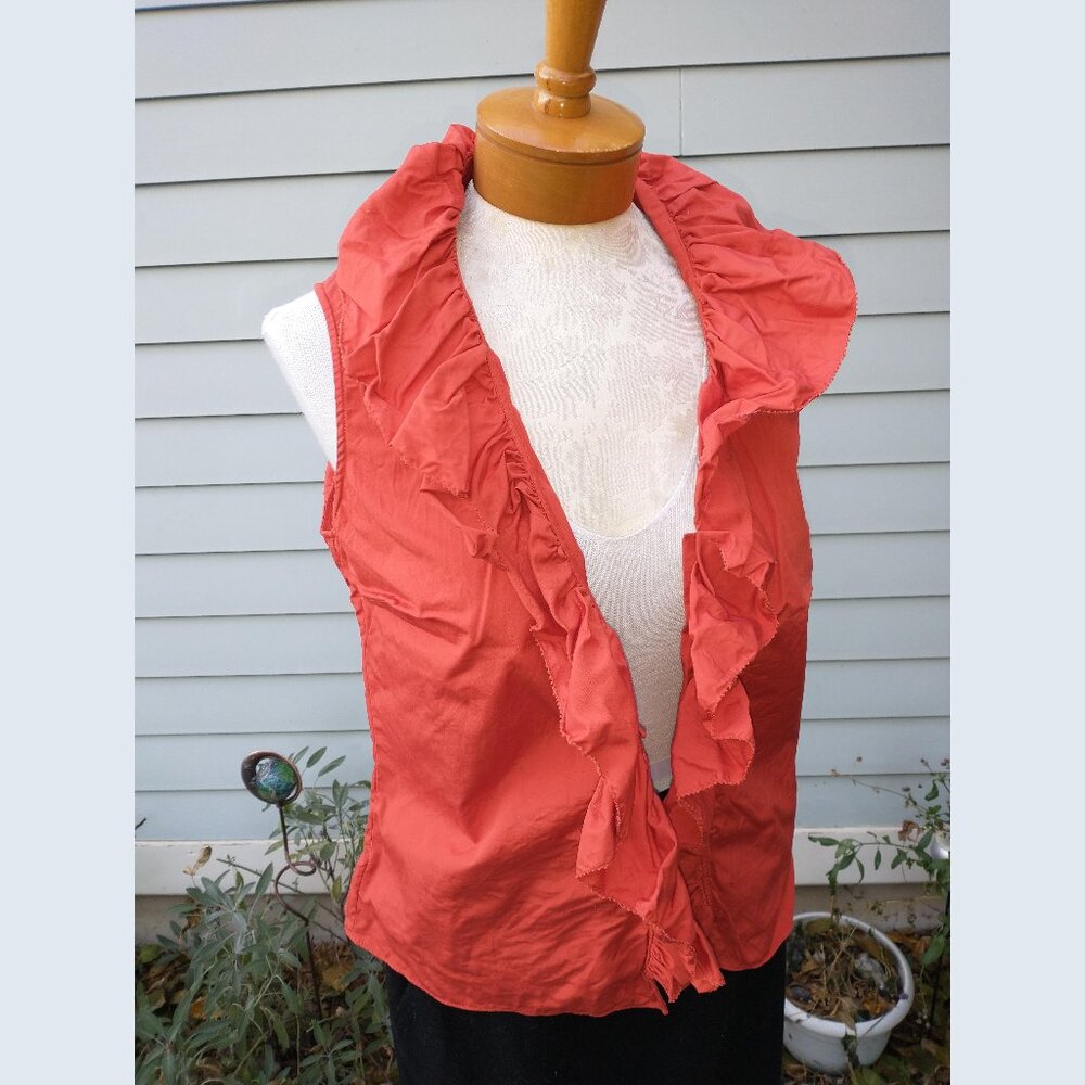 Blouse: Cotton, red (pic not accurate), ruffled. Size 8 - by Ralph Lauren